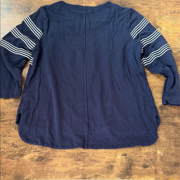 Crown & Ivy Navy Top with White Stripes and Bow - Picture 7 of 8